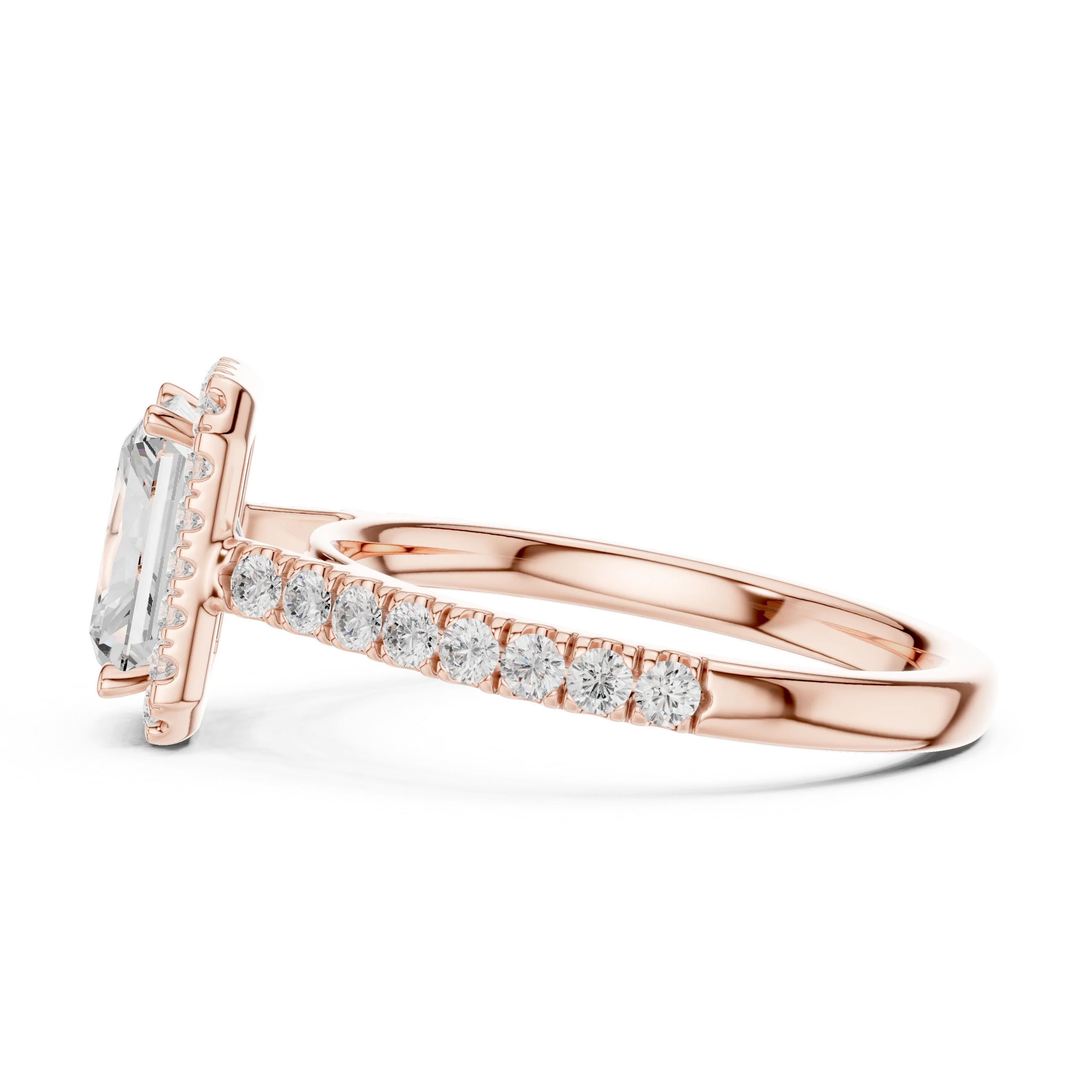 Radiant Shape Diamond Halo Engagement Ring