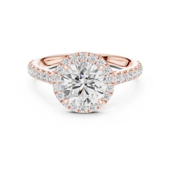 Round Shape Diamond Halo Engagement Ring