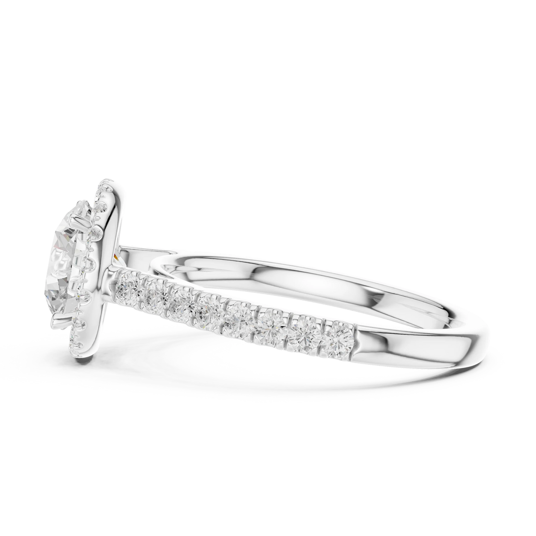 Round Shape Diamond Halo Engagement Ring