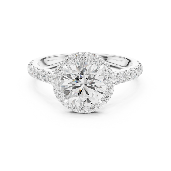 Round Shape Diamond Halo Engagement Ring
