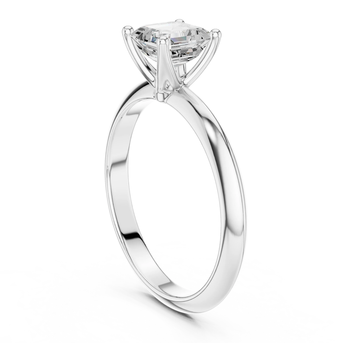 Asscher Cut Diamond Solitaire Engagement Ring