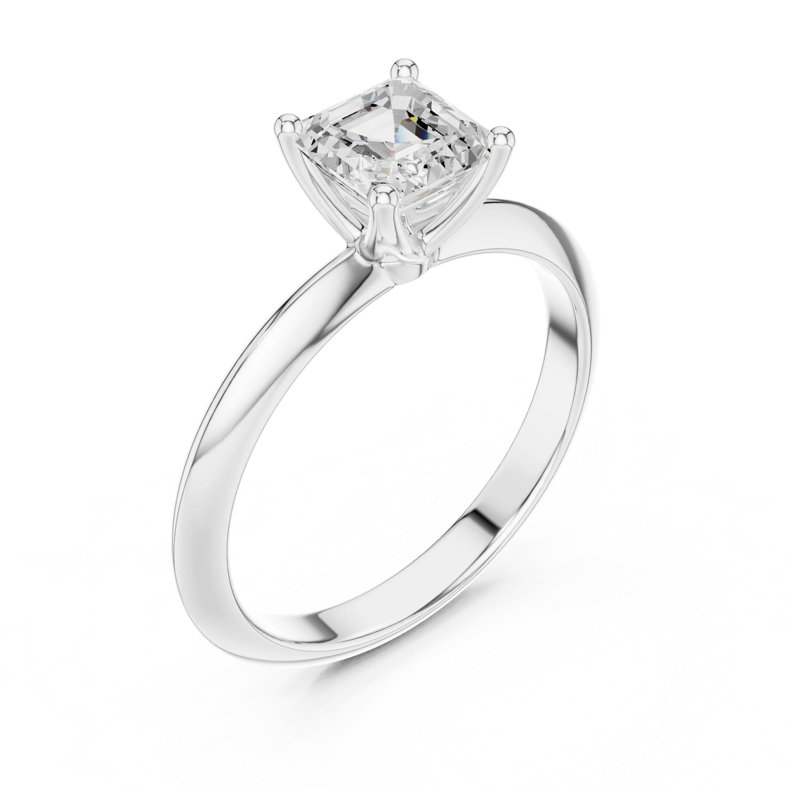 Asscher Cut Diamond Solitaire Engagement Ring