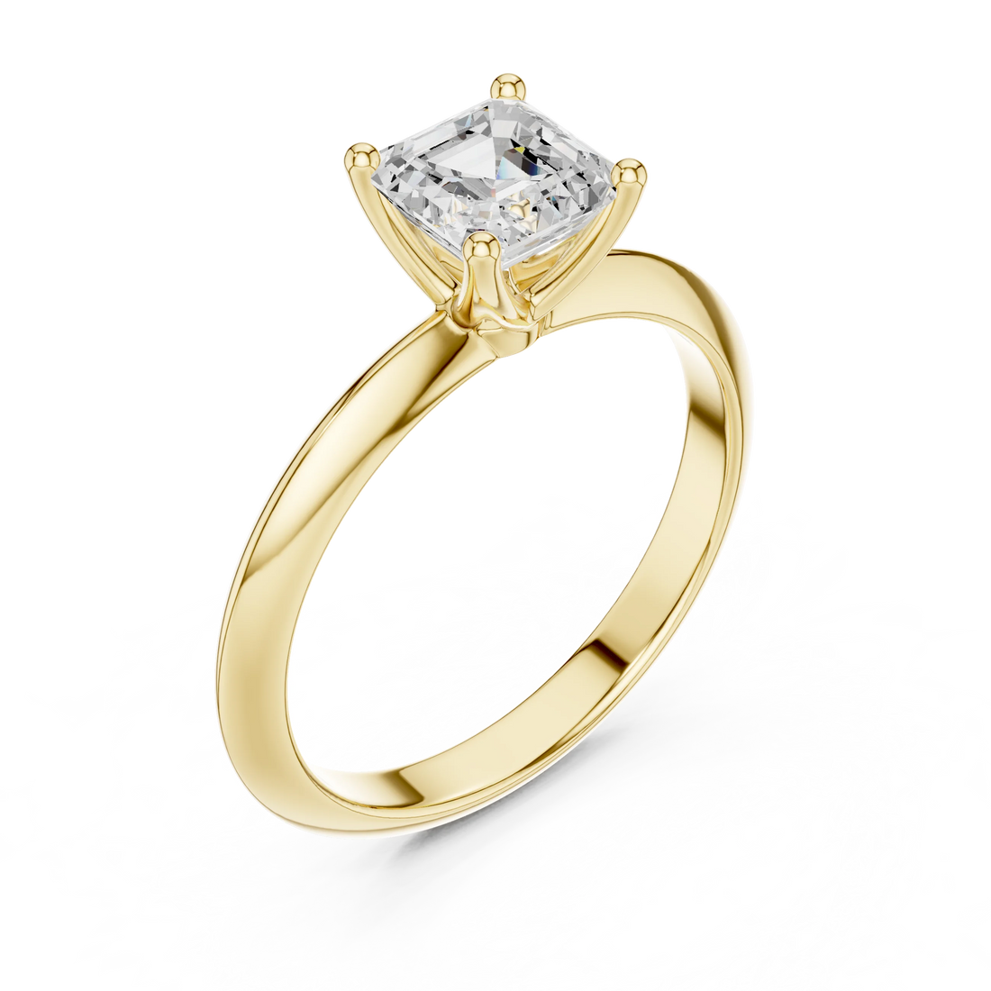 Asscher Cut Diamond Solitaire Engagement Ring