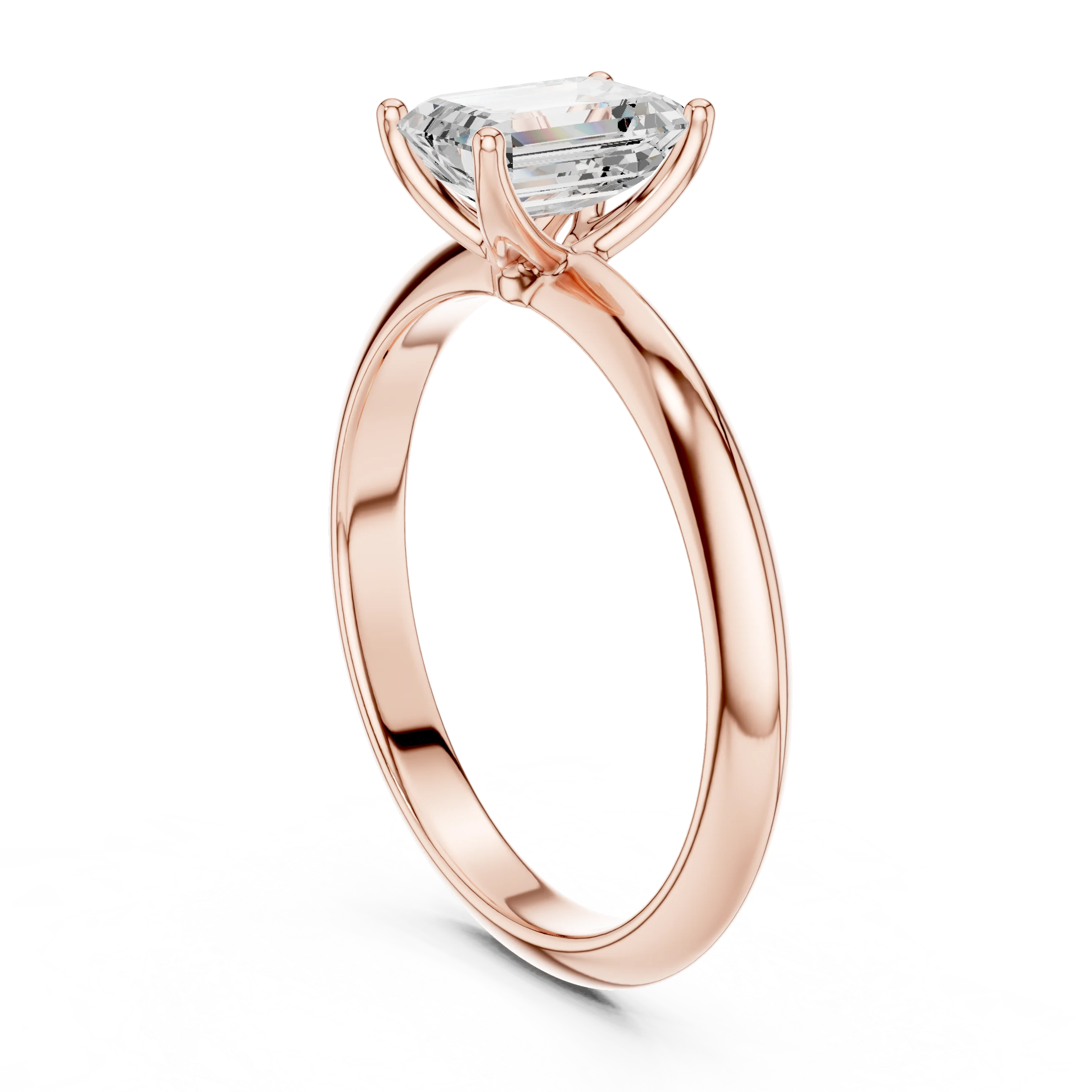 Emerald Cut Diamond Solitaire Engagement Ring
