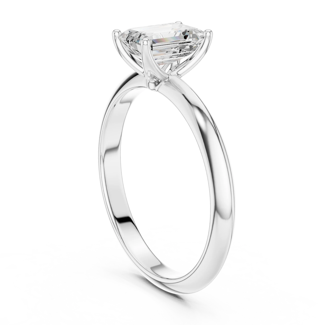 Emerald Cut Diamond Solitaire Engagement Ring