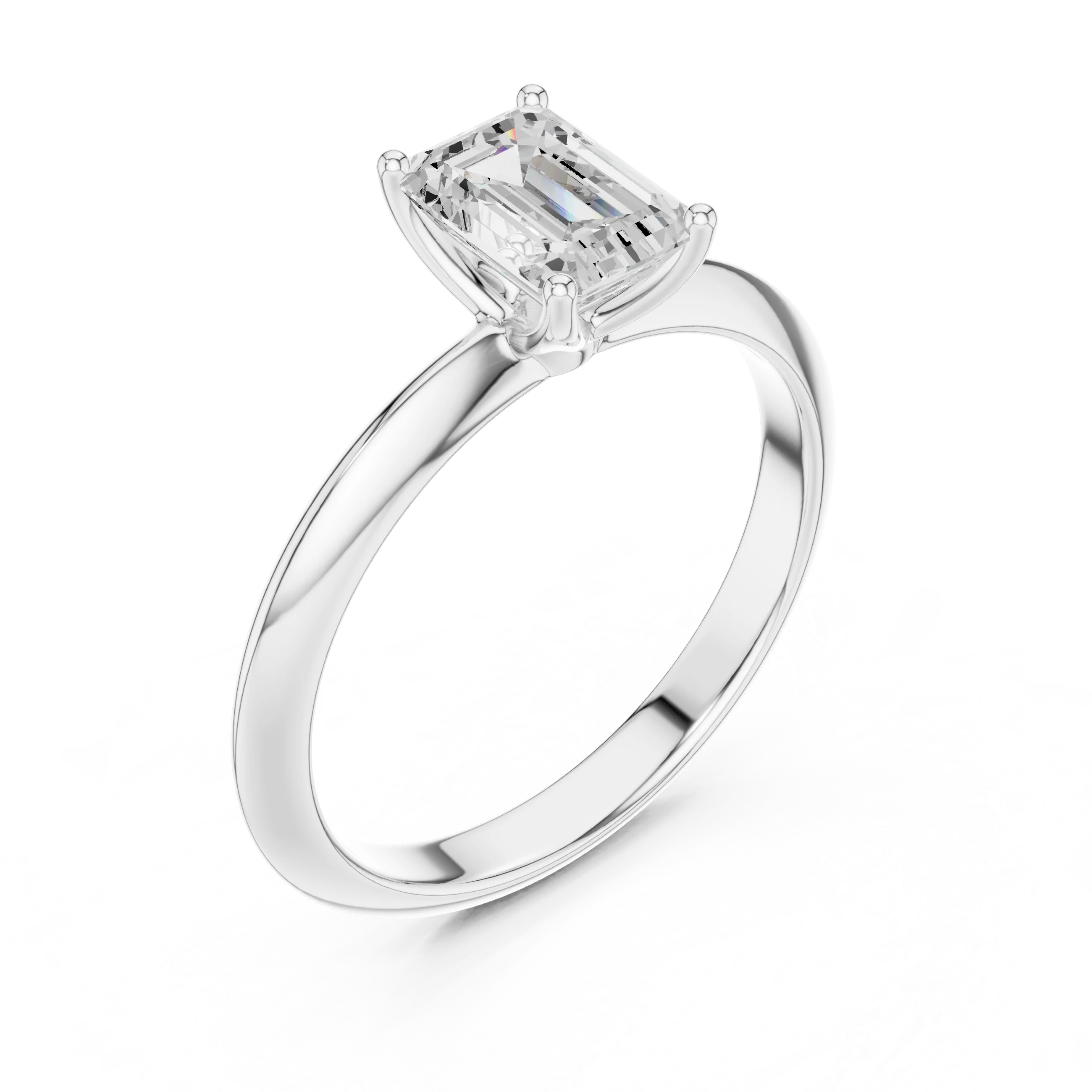 Emerald Cut Diamond Solitaire Engagement Ring