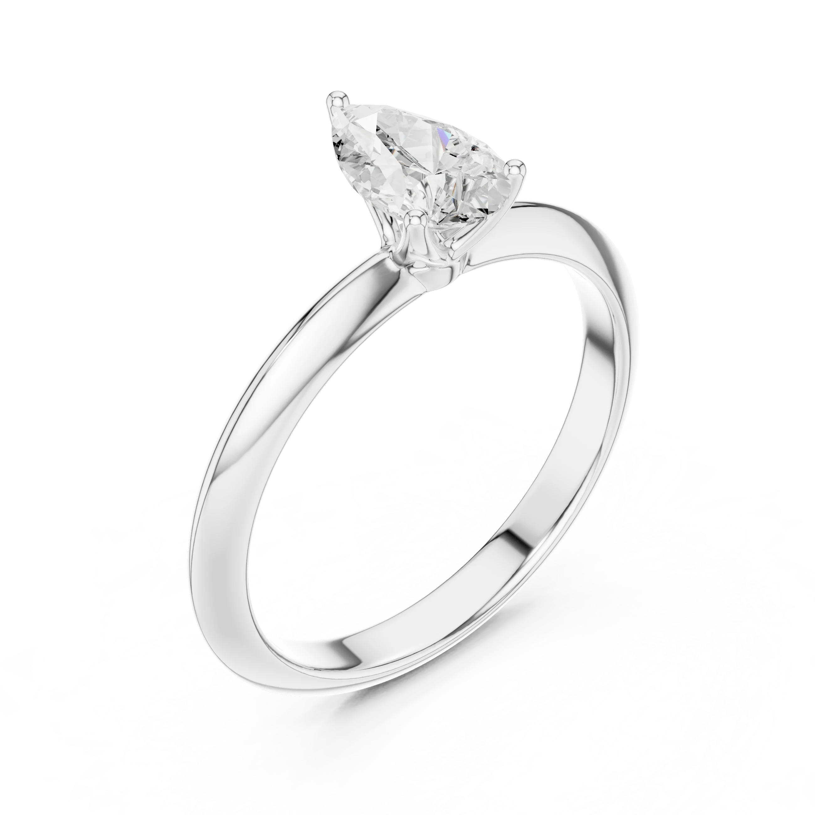 Pear Cut Diamond Solitaire Engagement Ring