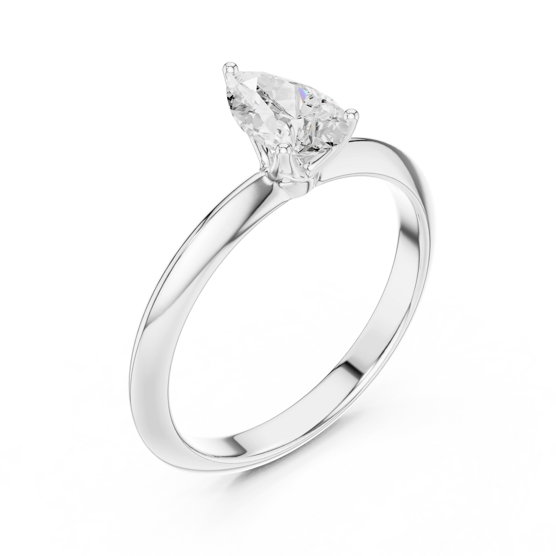 Pear Cut Diamond Solitaire Engagement Ring