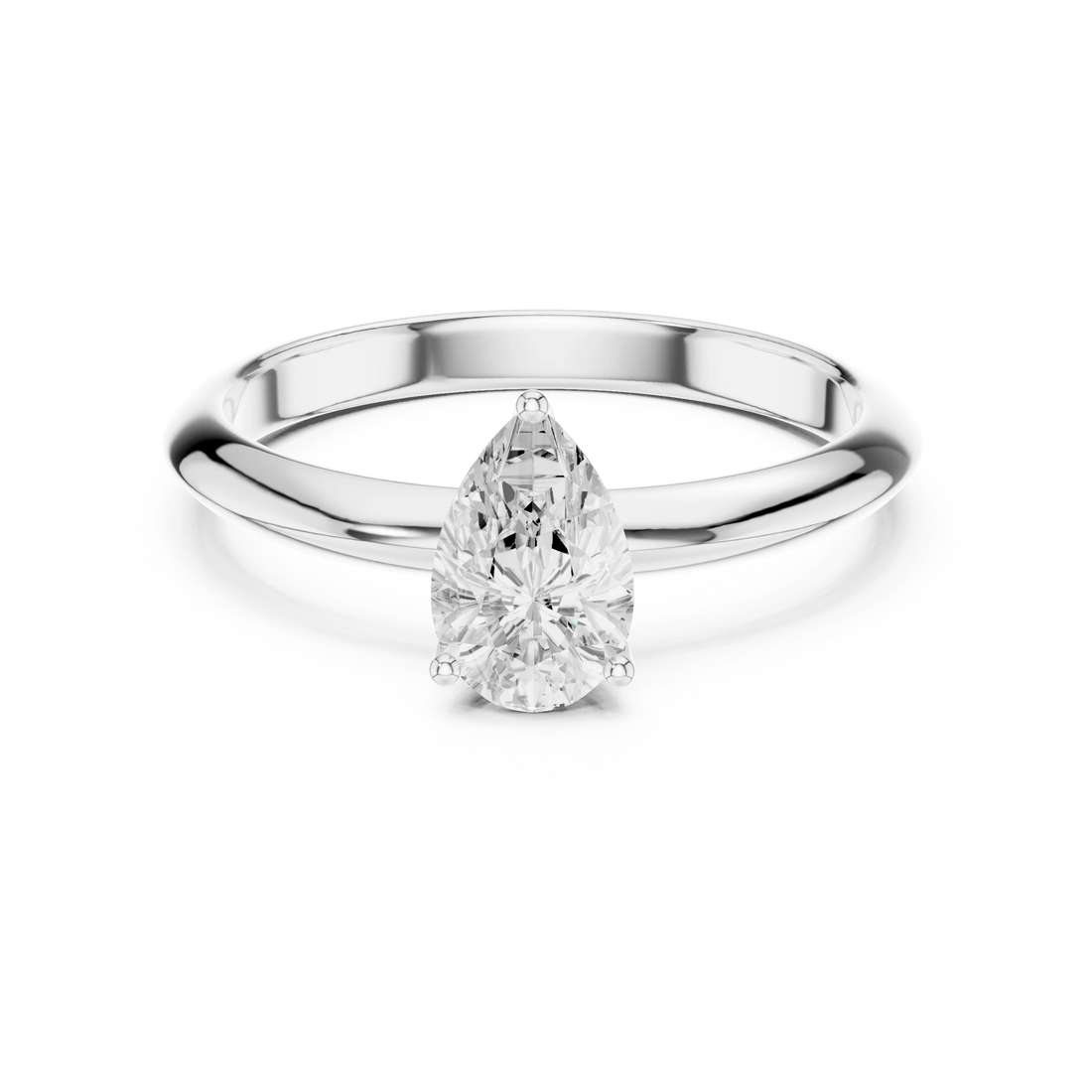 Pear Cut Diamond Solitaire Engagement Ring