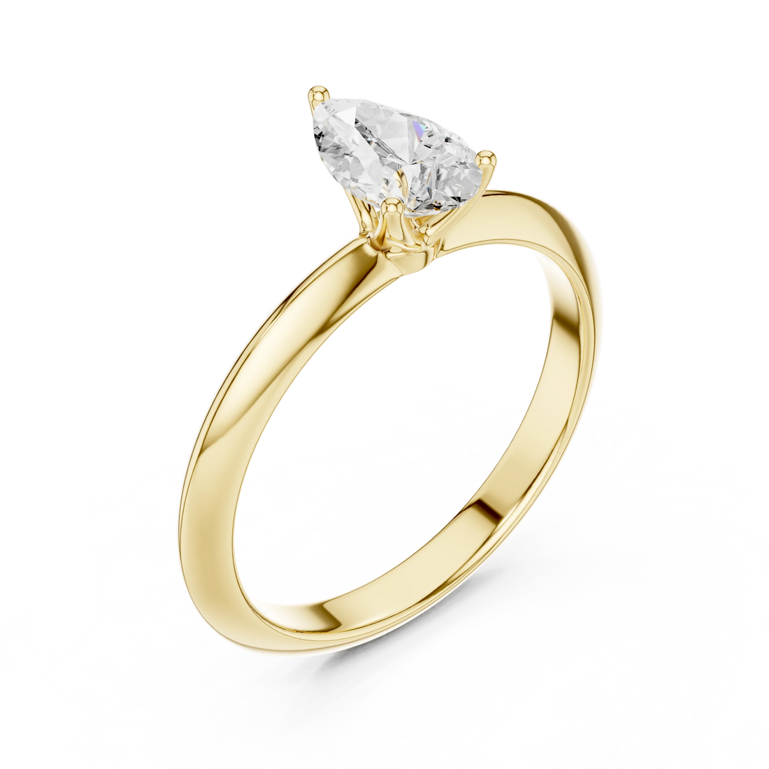Pear Cut Diamond Solitaire Engagement Ring