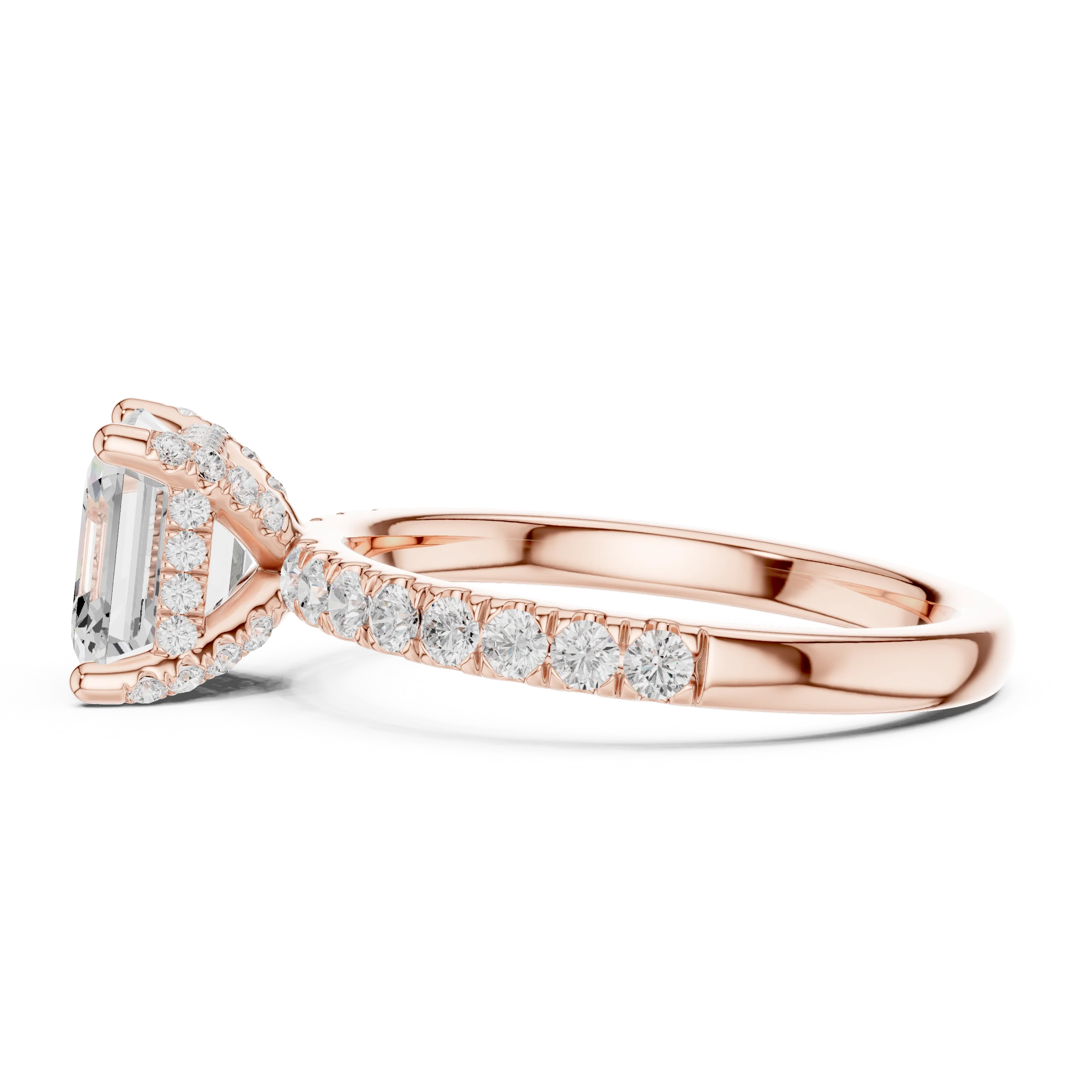 Asscher Diamond Engagement Ring With Pave Band