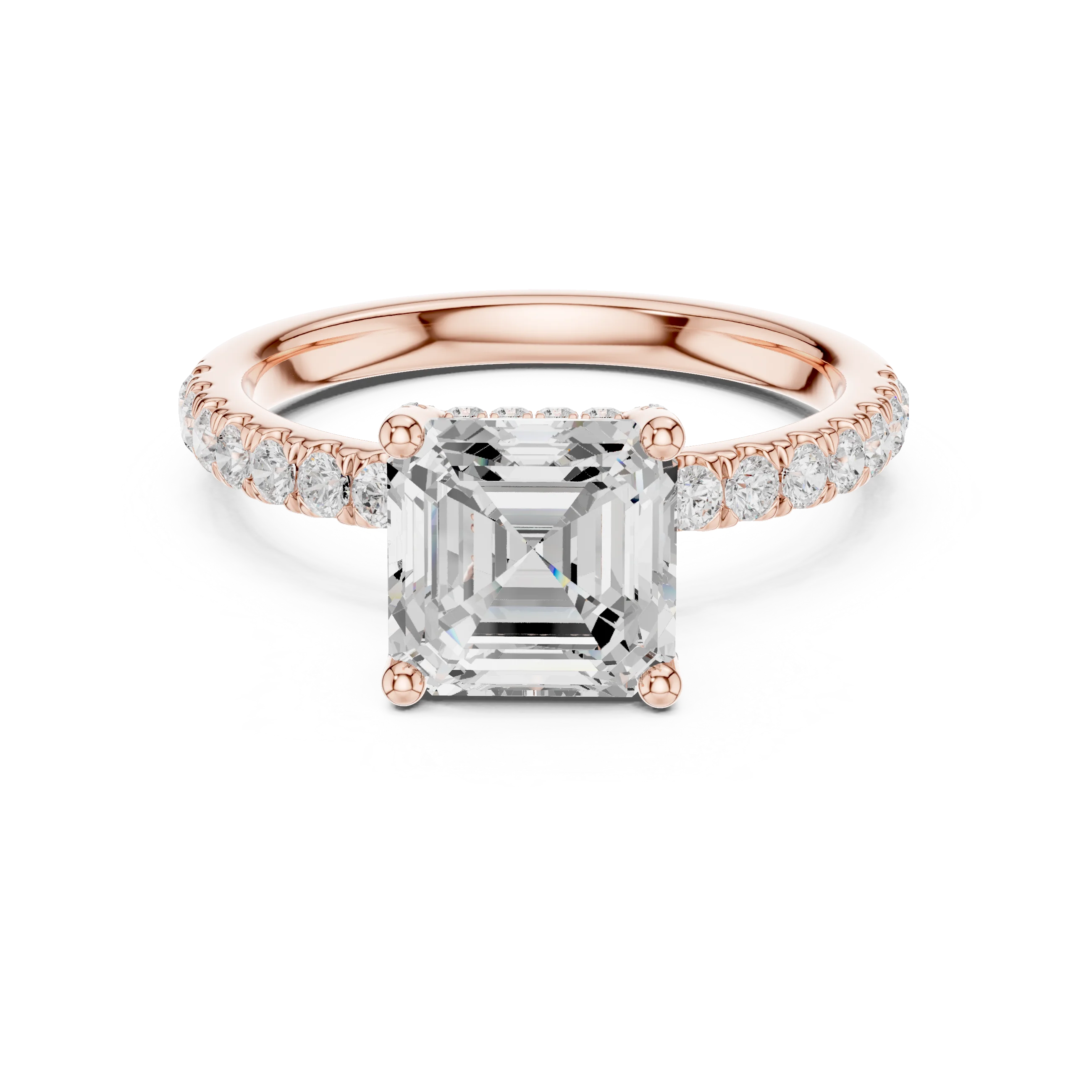 Asscher Diamond Engagement Ring With Pave Band