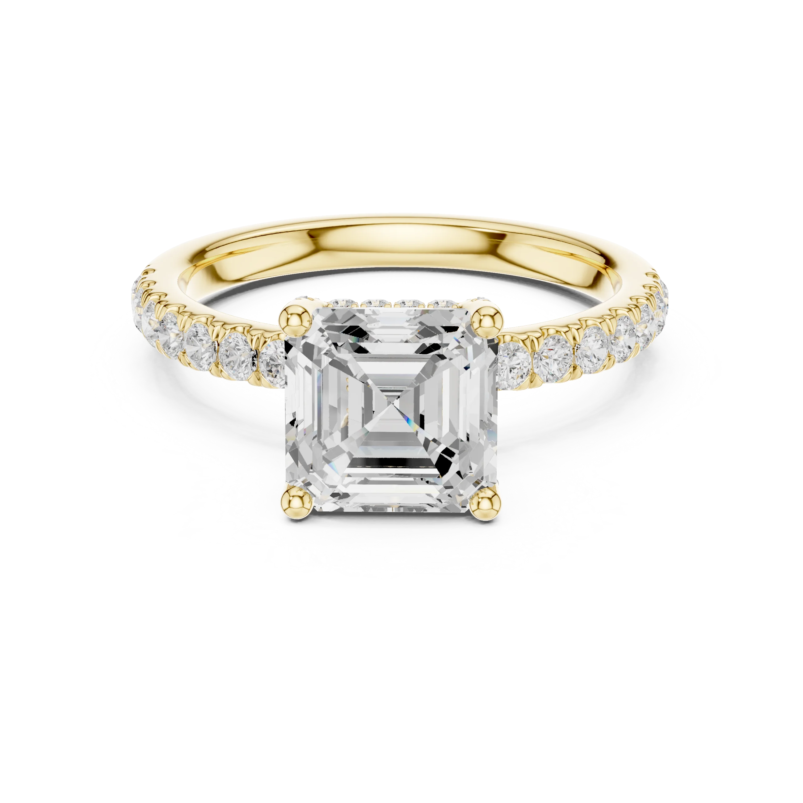 Asscher Diamond Engagement Ring With Pave Band