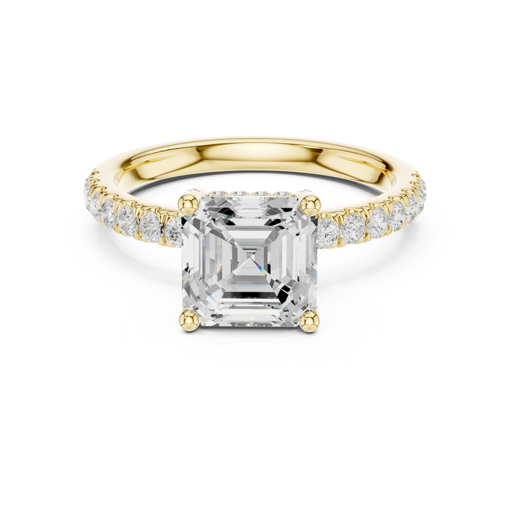 Asscher Diamond Engagement Ring With Pave Band