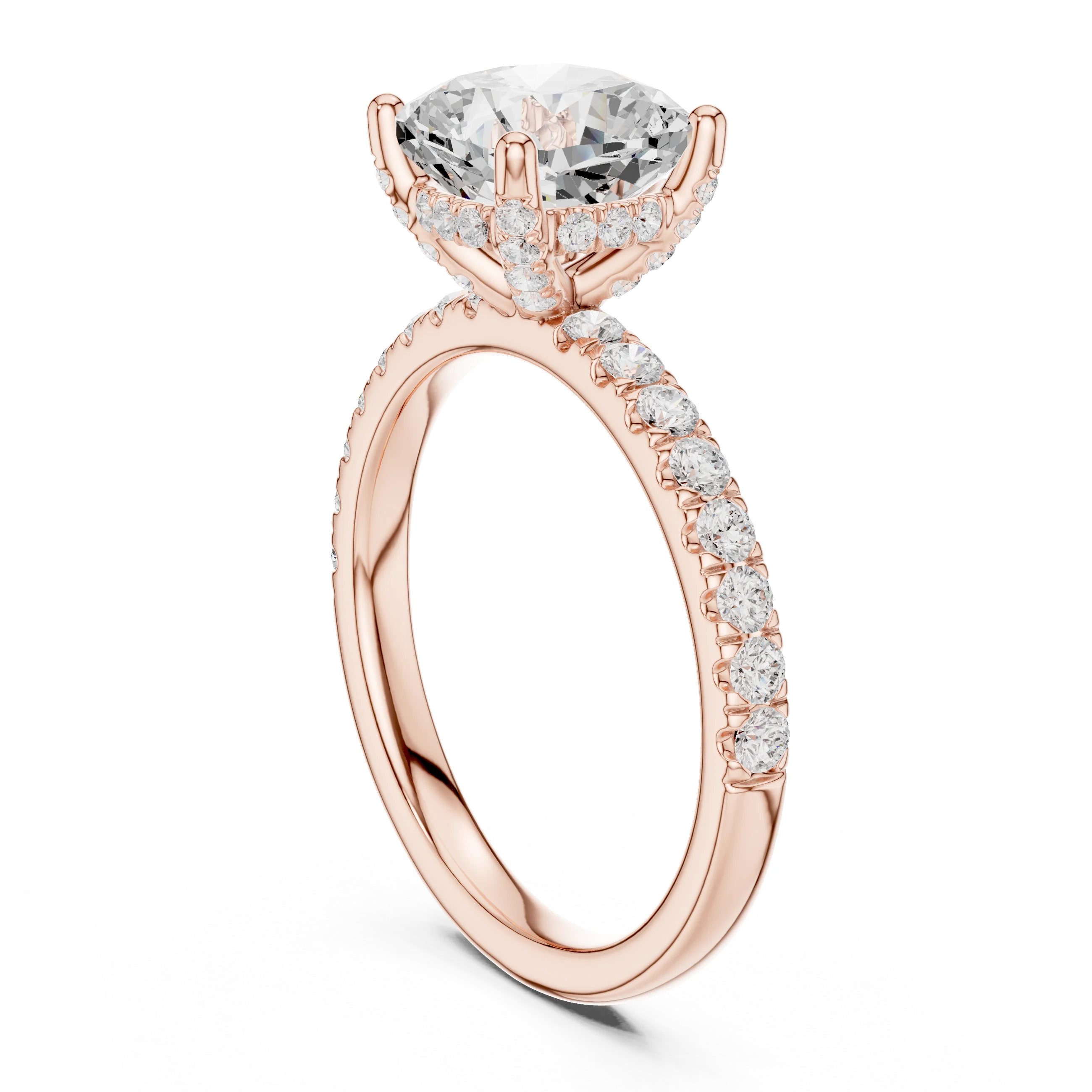 Cushion Diamond Engagement Ring With Pave Band