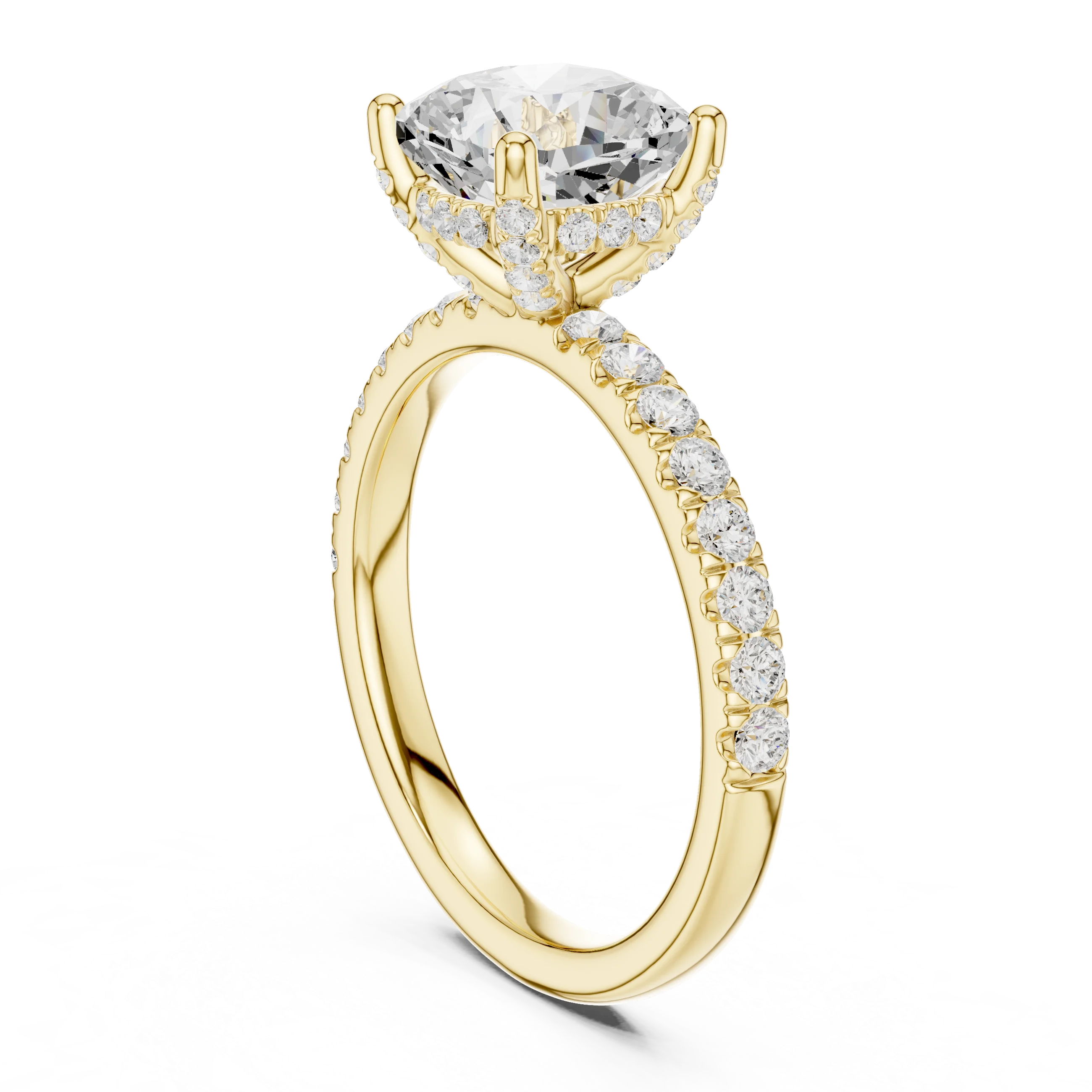 Cushion Diamond Engagement Ring With Pave Band