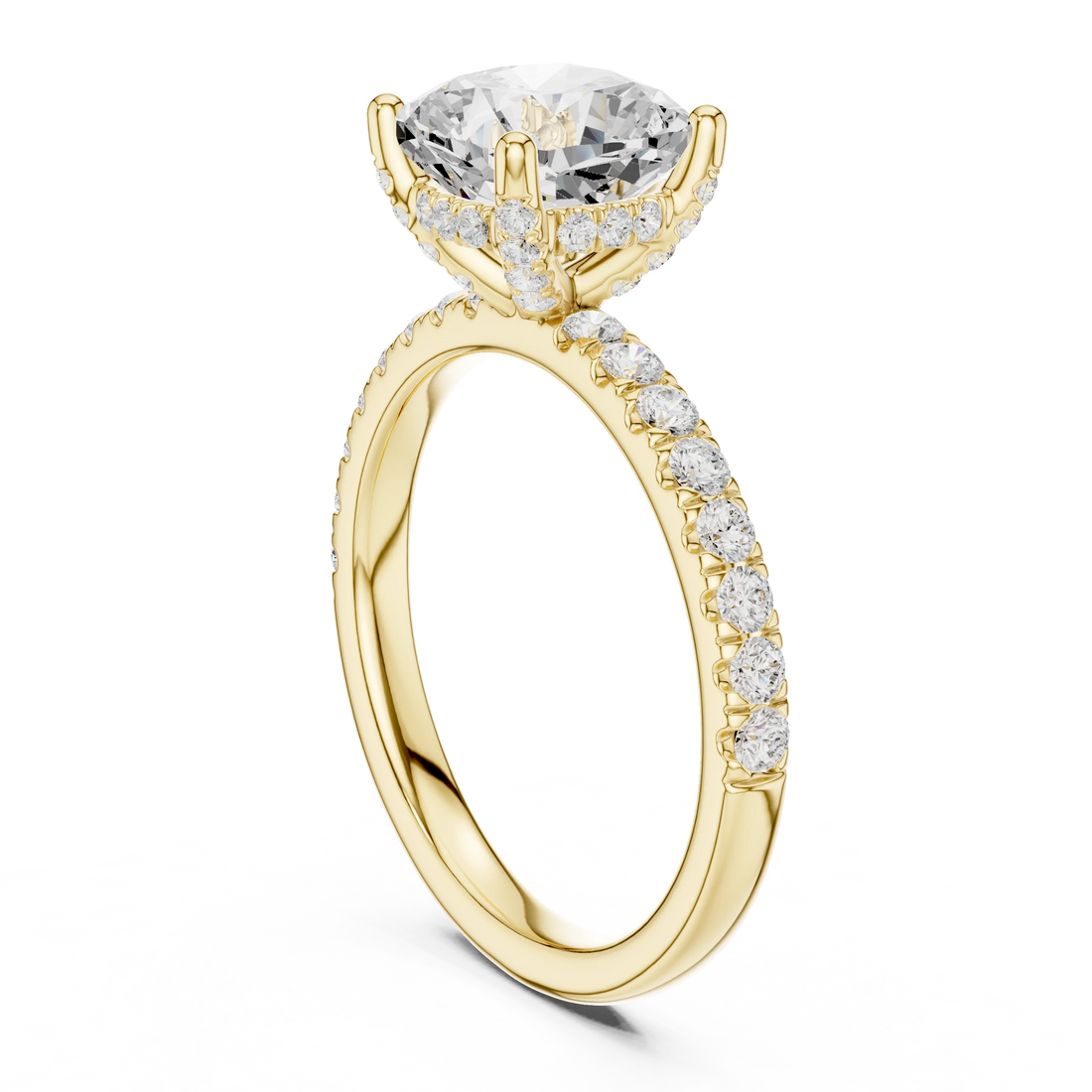 Cushion Diamond Engagement Ring With Pave Band