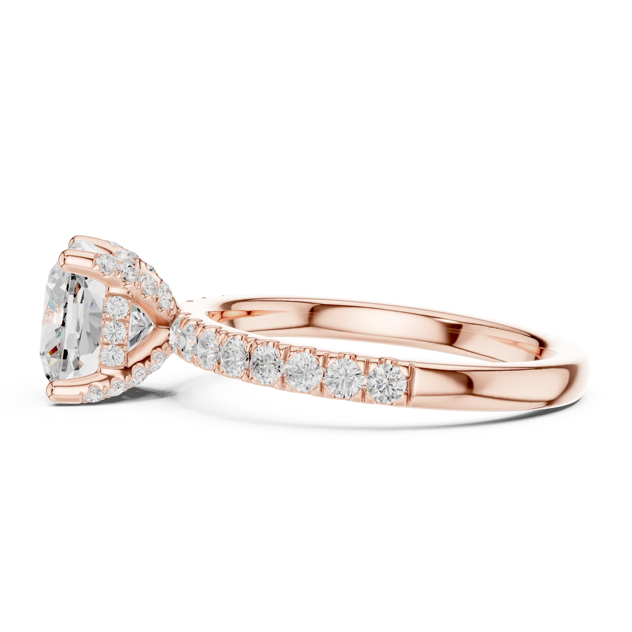 Cushion Diamond Engagement Ring With Pave Band