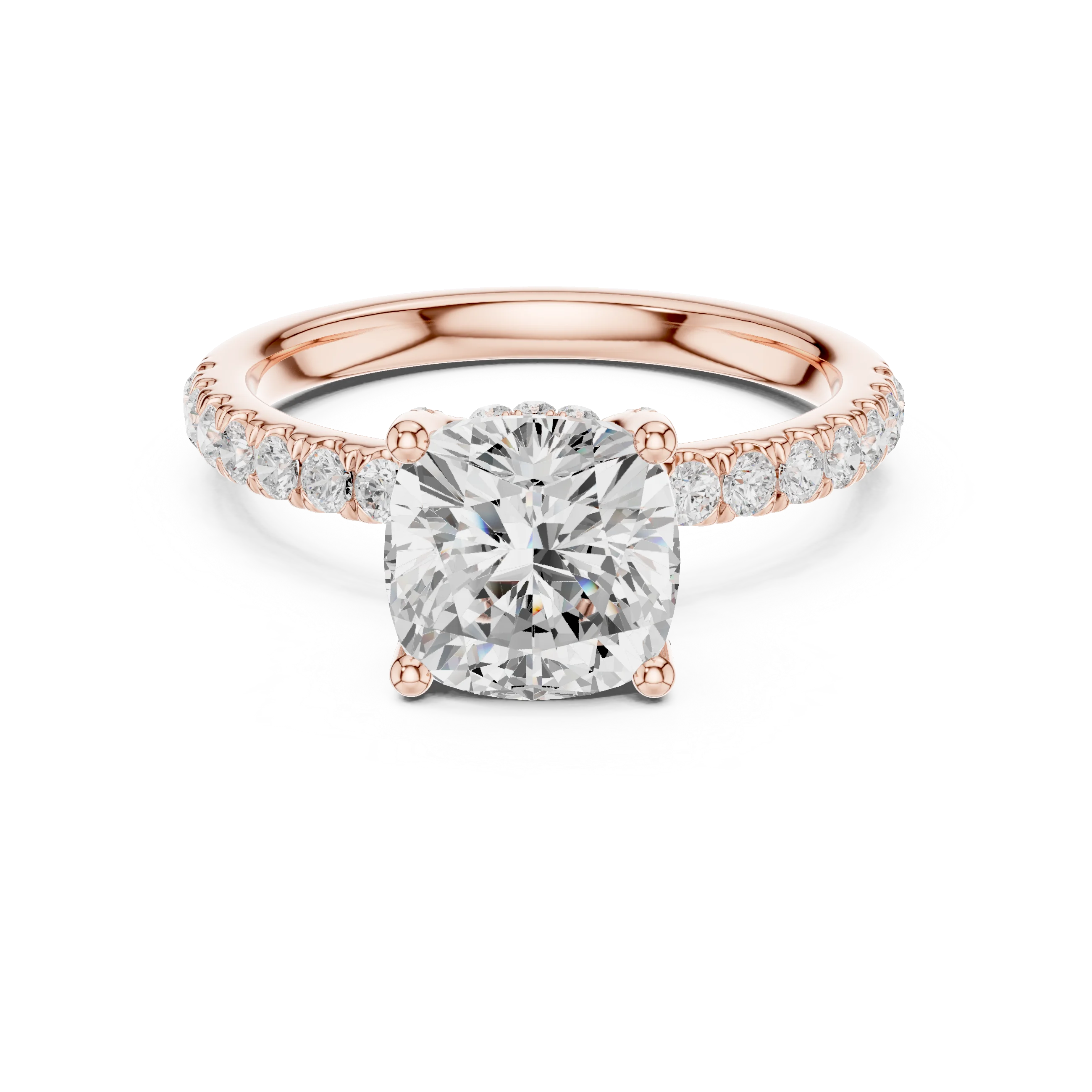 Cushion Diamond Engagement Ring With Pave Band