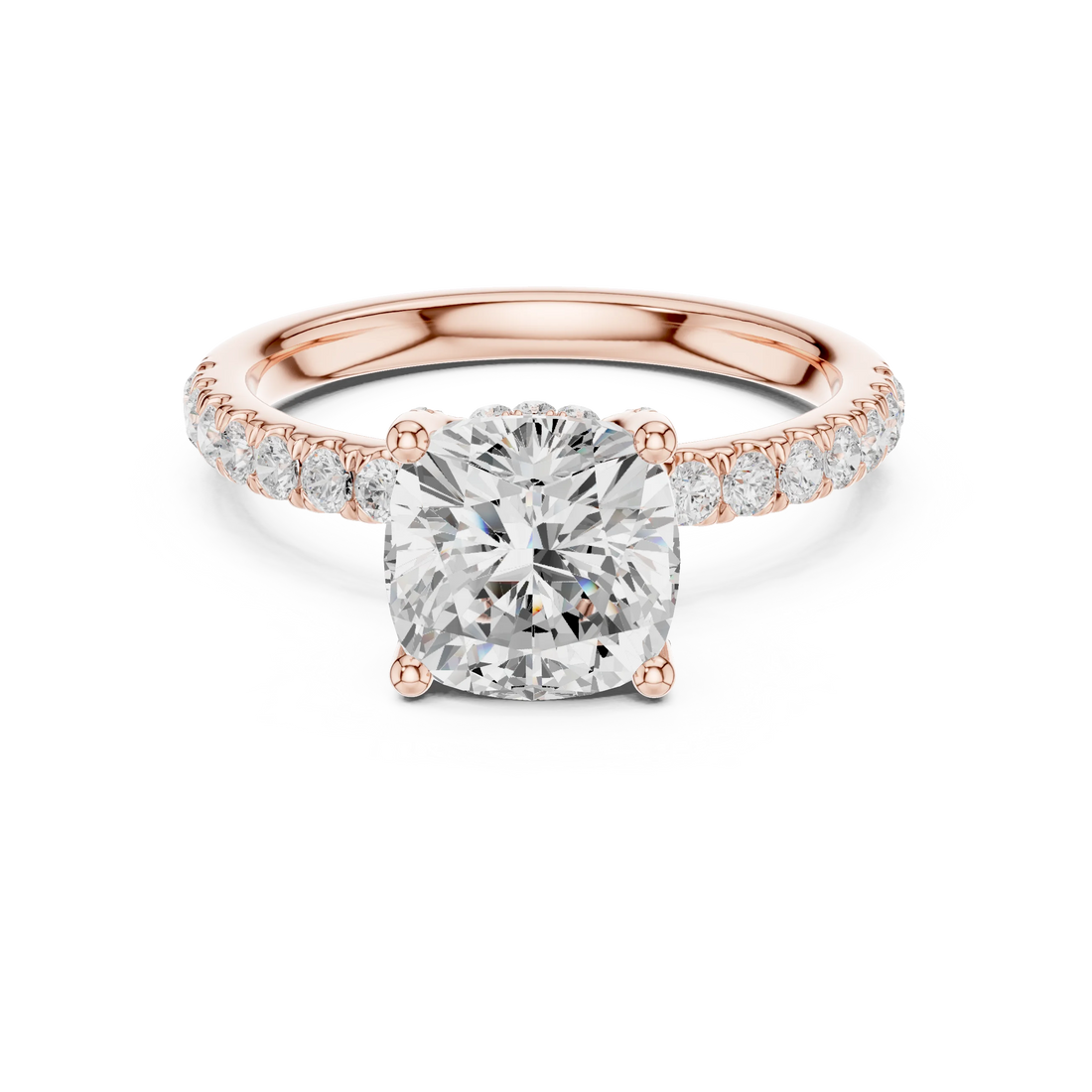 Cushion Diamond Engagement Ring With Pave Band