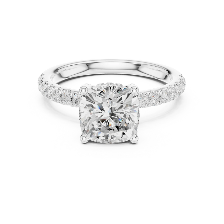 Cushion Diamond Engagement Ring With Pave Band