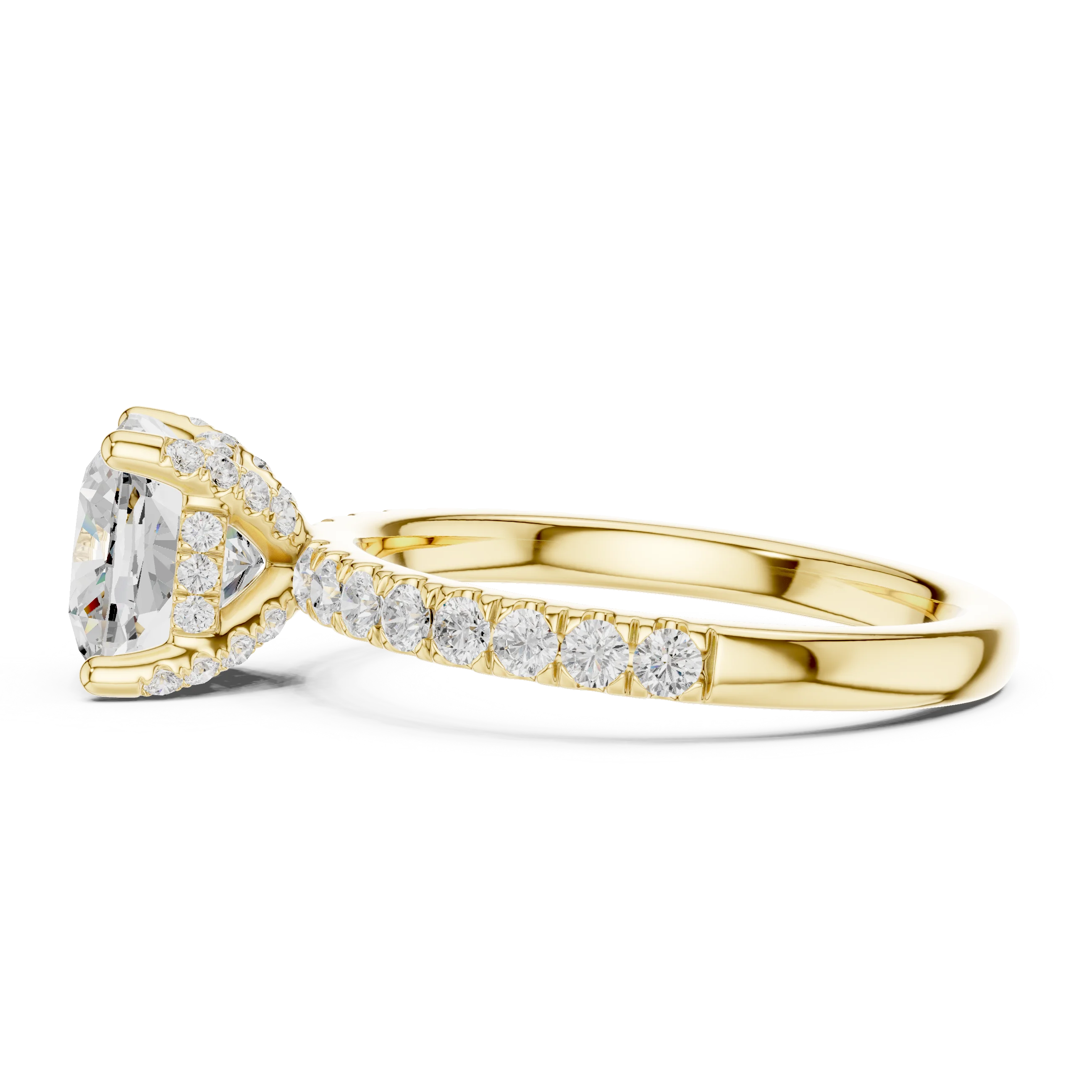 Cushion Diamond Engagement Ring With Pave Band