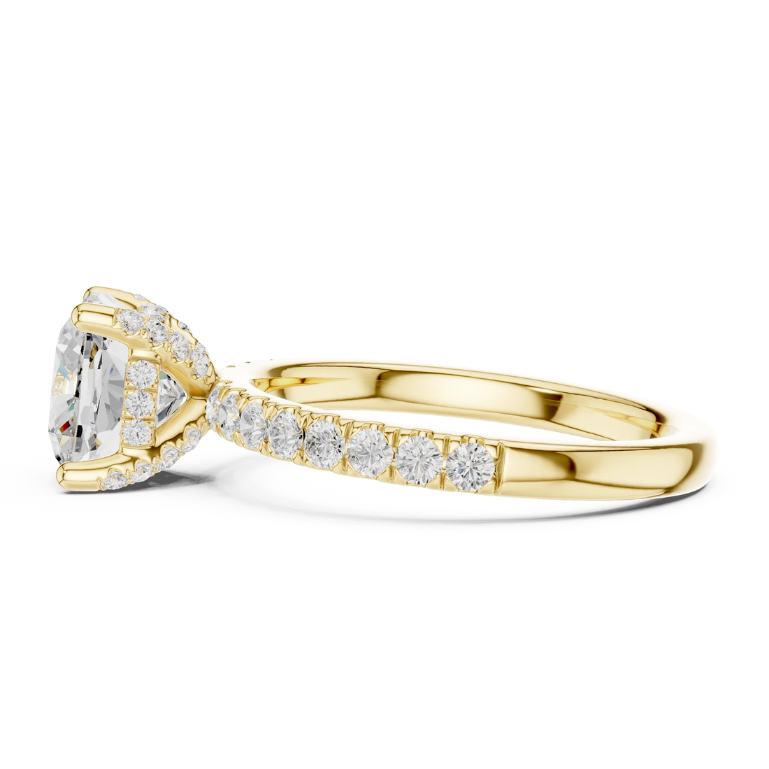 Cushion Diamond Engagement Ring With Pave Band