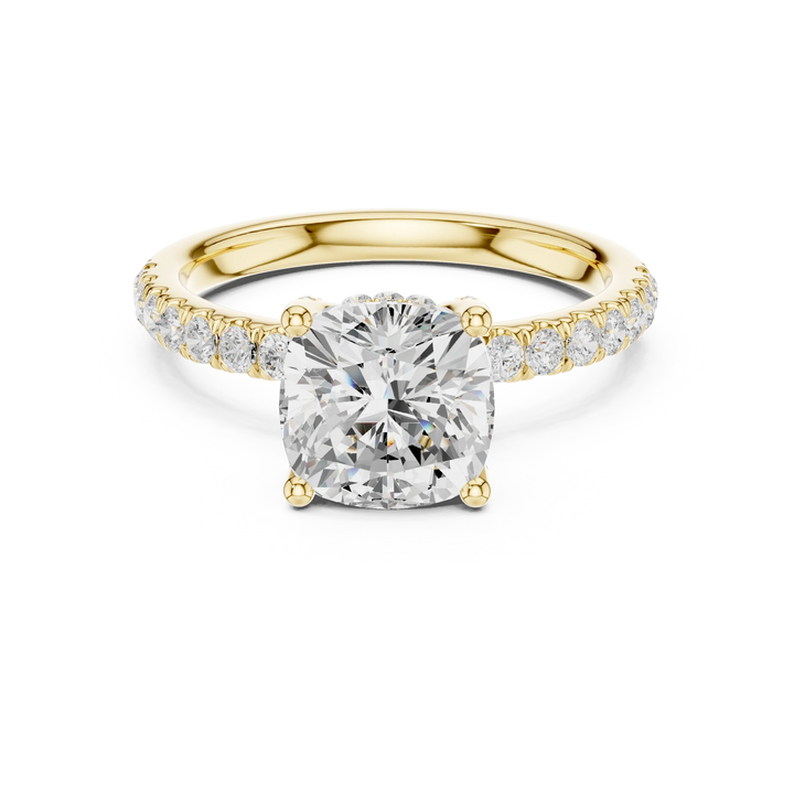 Cushion Diamond Engagement Ring With Pave Band