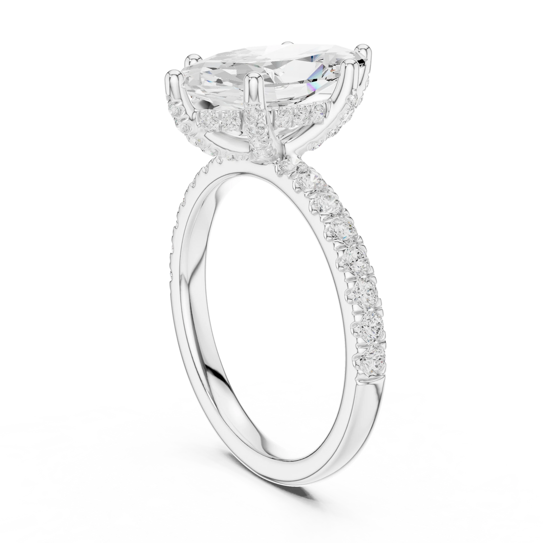 Marquise Diamond Engagement Ring With Pave Band
