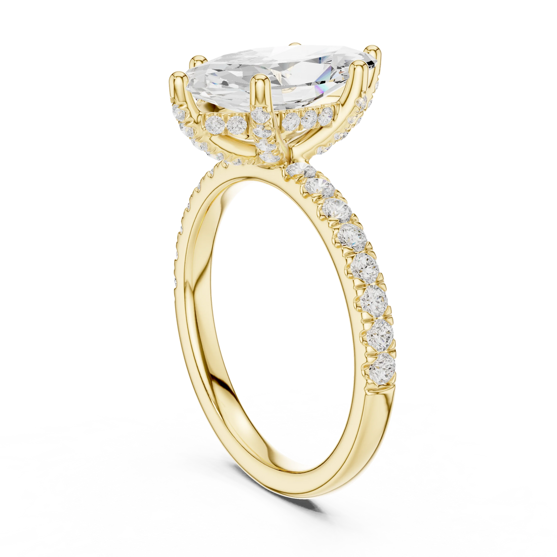 Marquise Diamond Engagement Ring With Pave Band