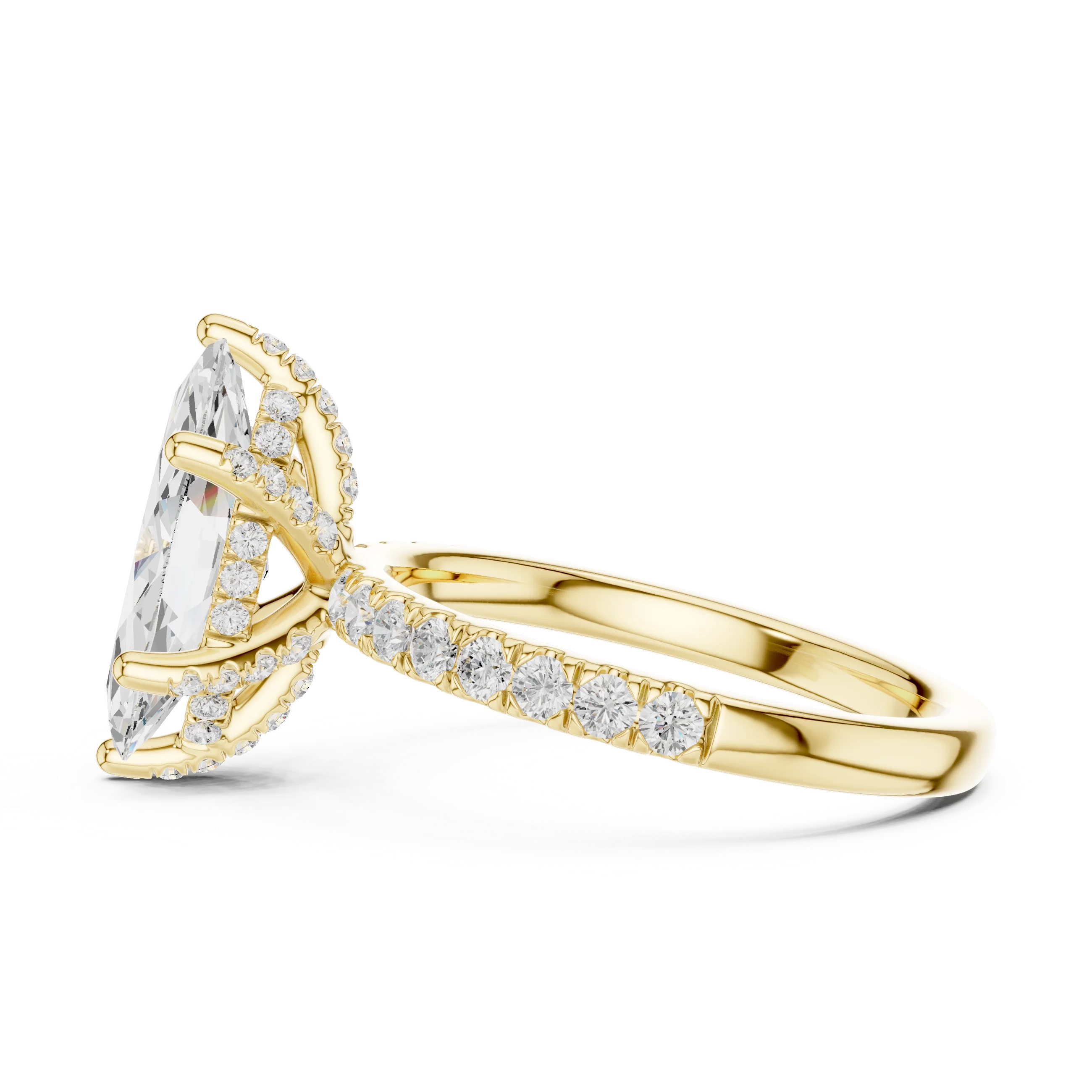 Marquise Diamond Engagement Ring With Pave Band