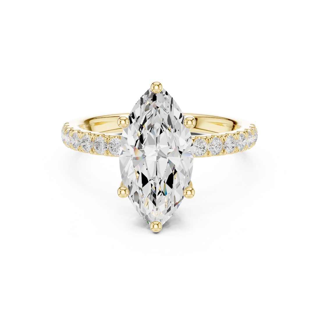 Marquise Diamond Engagement Ring With Pave Band