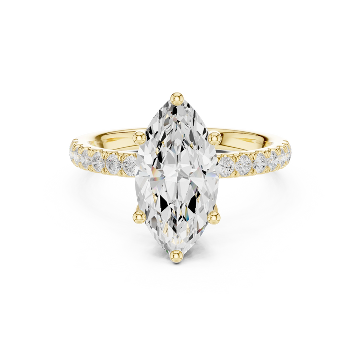 Marquise Diamond Engagement Ring With Pave Band