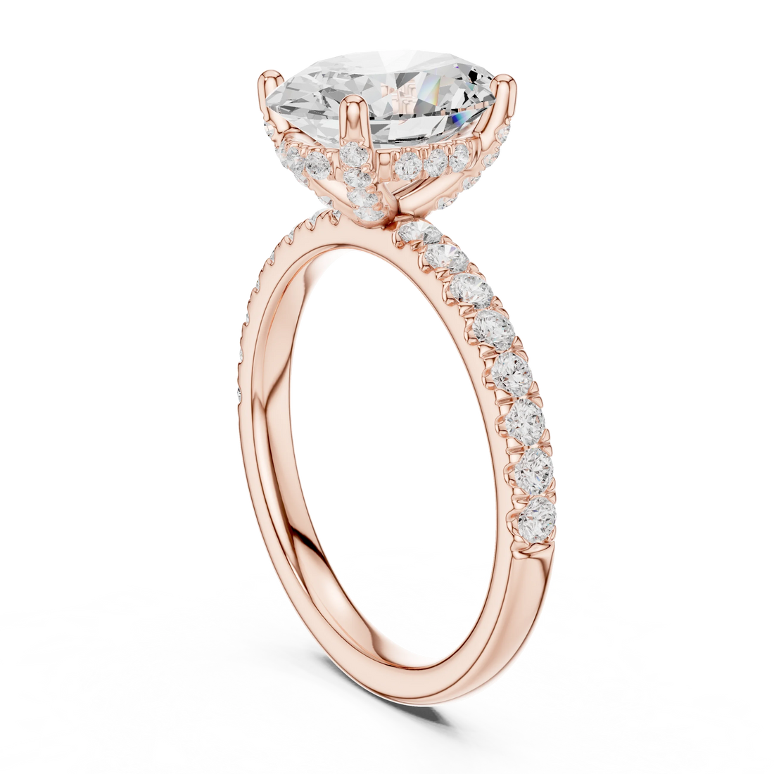 Oval Diamond Engagement Ring With Pave Band