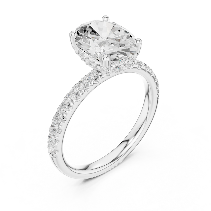 Oval Diamond Engagement Ring With Pave Band