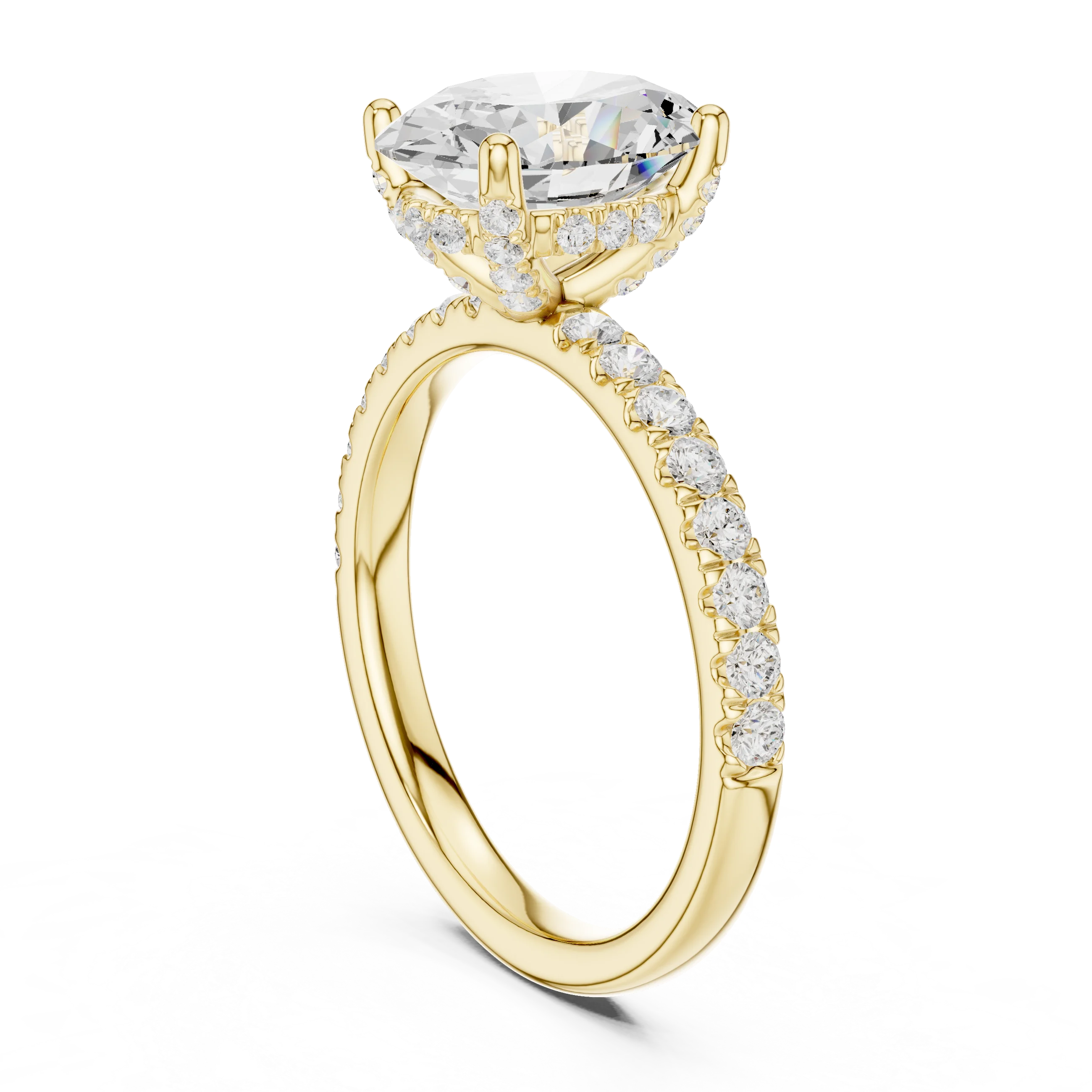Oval Diamond Engagement Ring With Pave Band