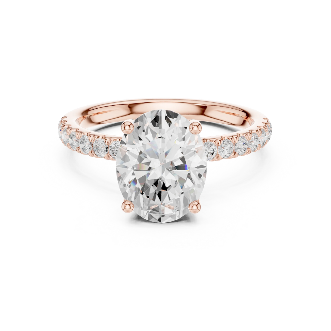 Oval Diamond Engagement Ring With Pave Band