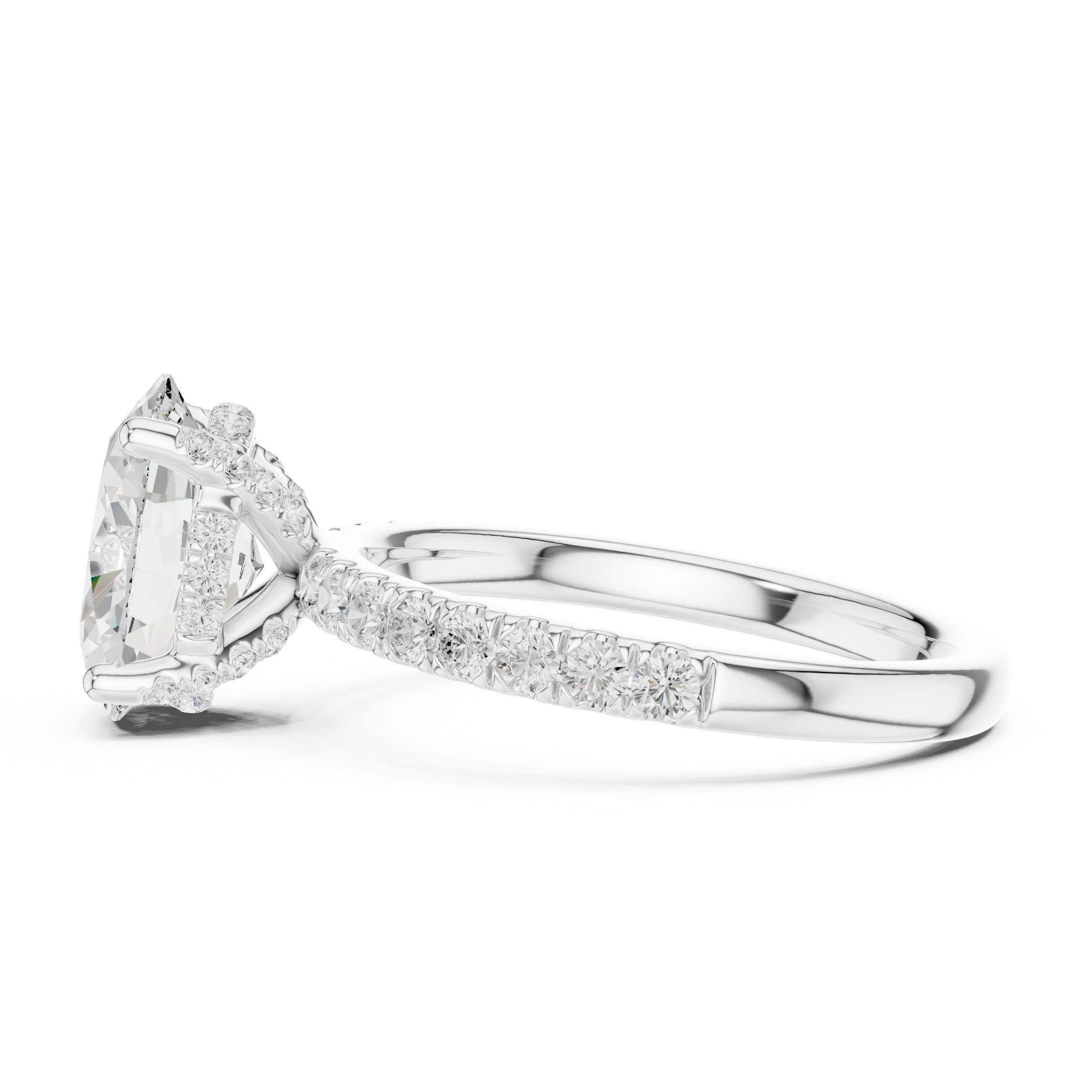 Oval Diamond Engagement Ring With Pave Band