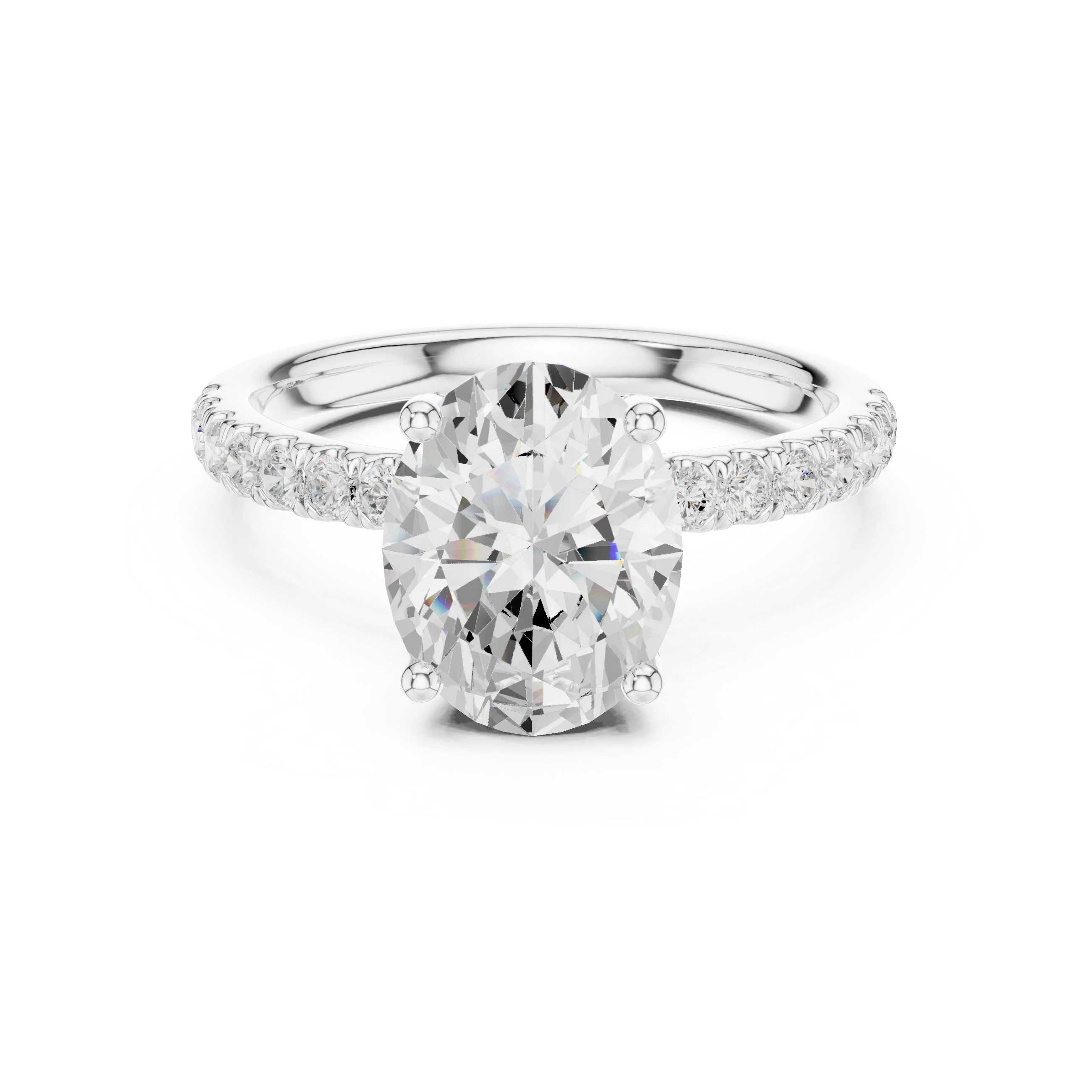 Oval Diamond Engagement Ring With Pave Band