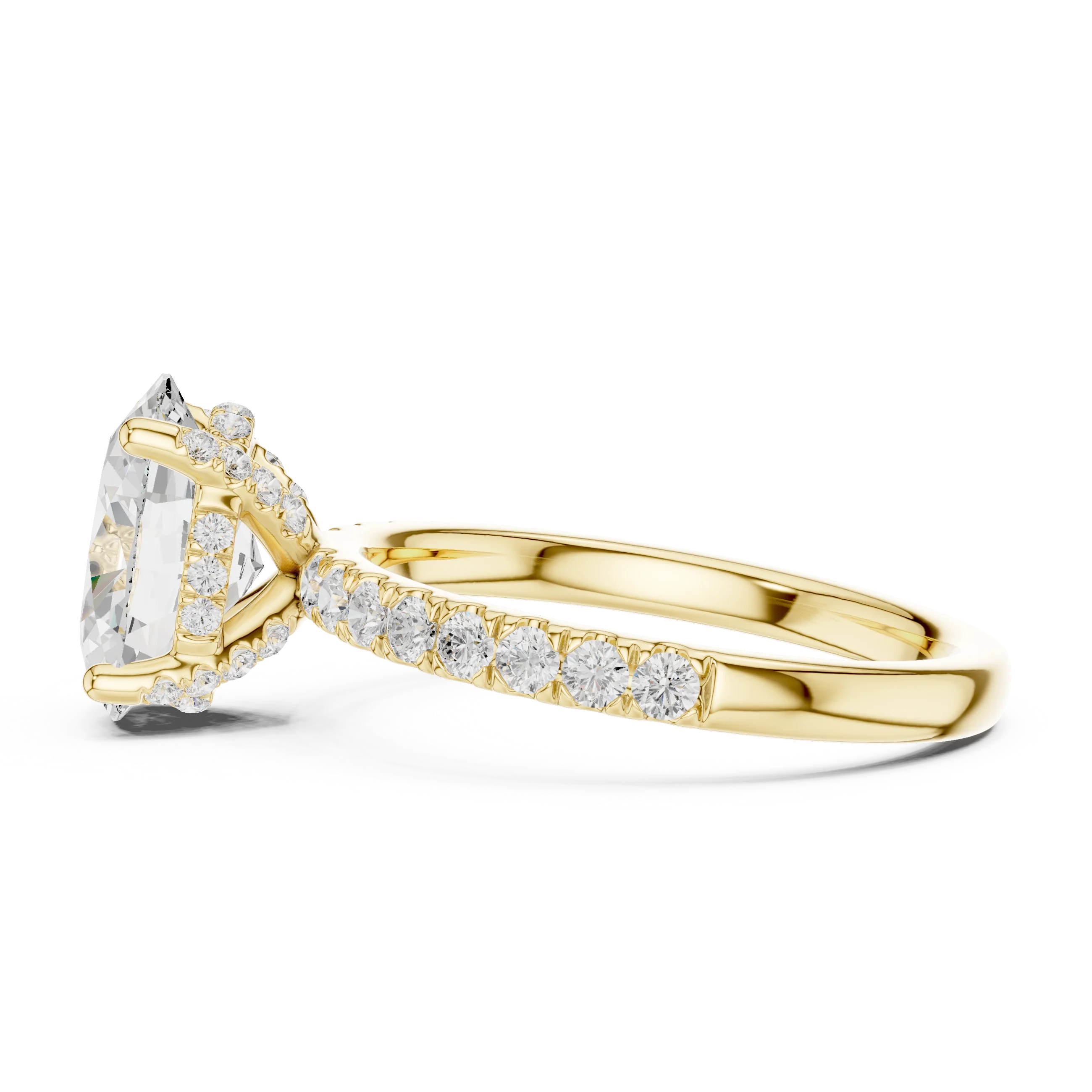 Oval Diamond Engagement Ring With Pave Band