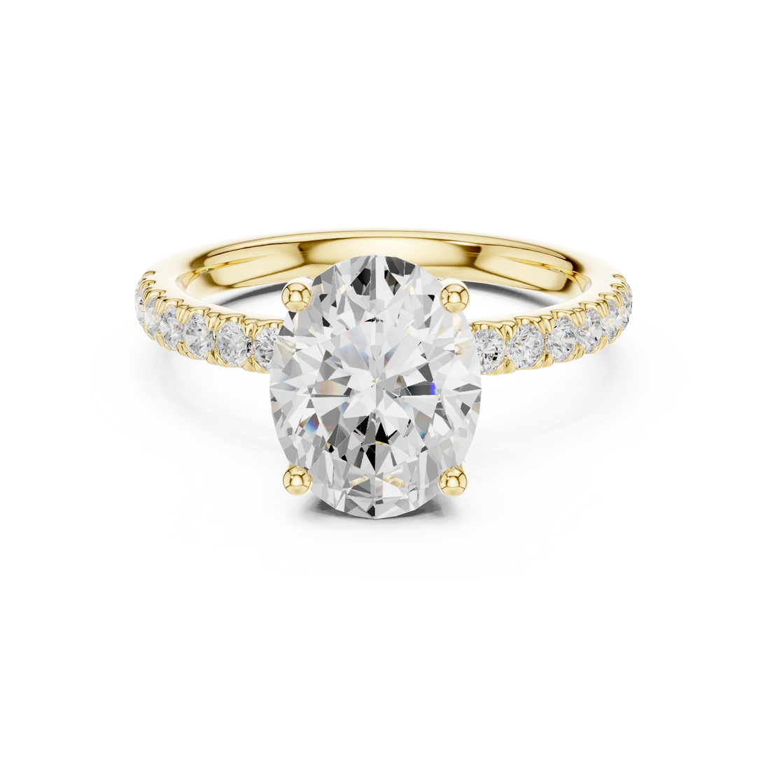 Oval Diamond Engagement Ring With Pave Band