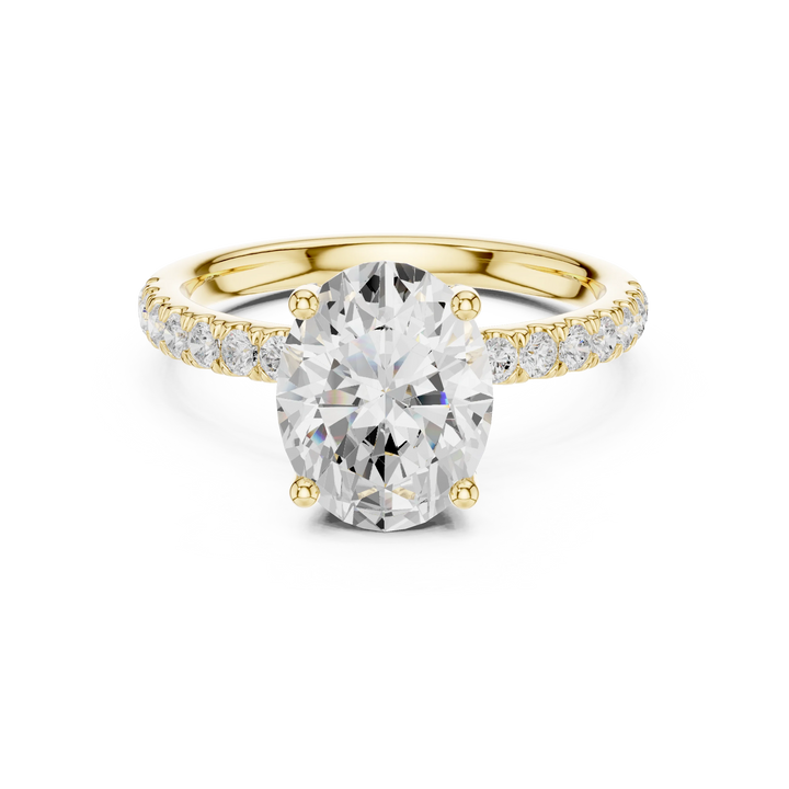 Oval Diamond Engagement Ring With Pave Band
