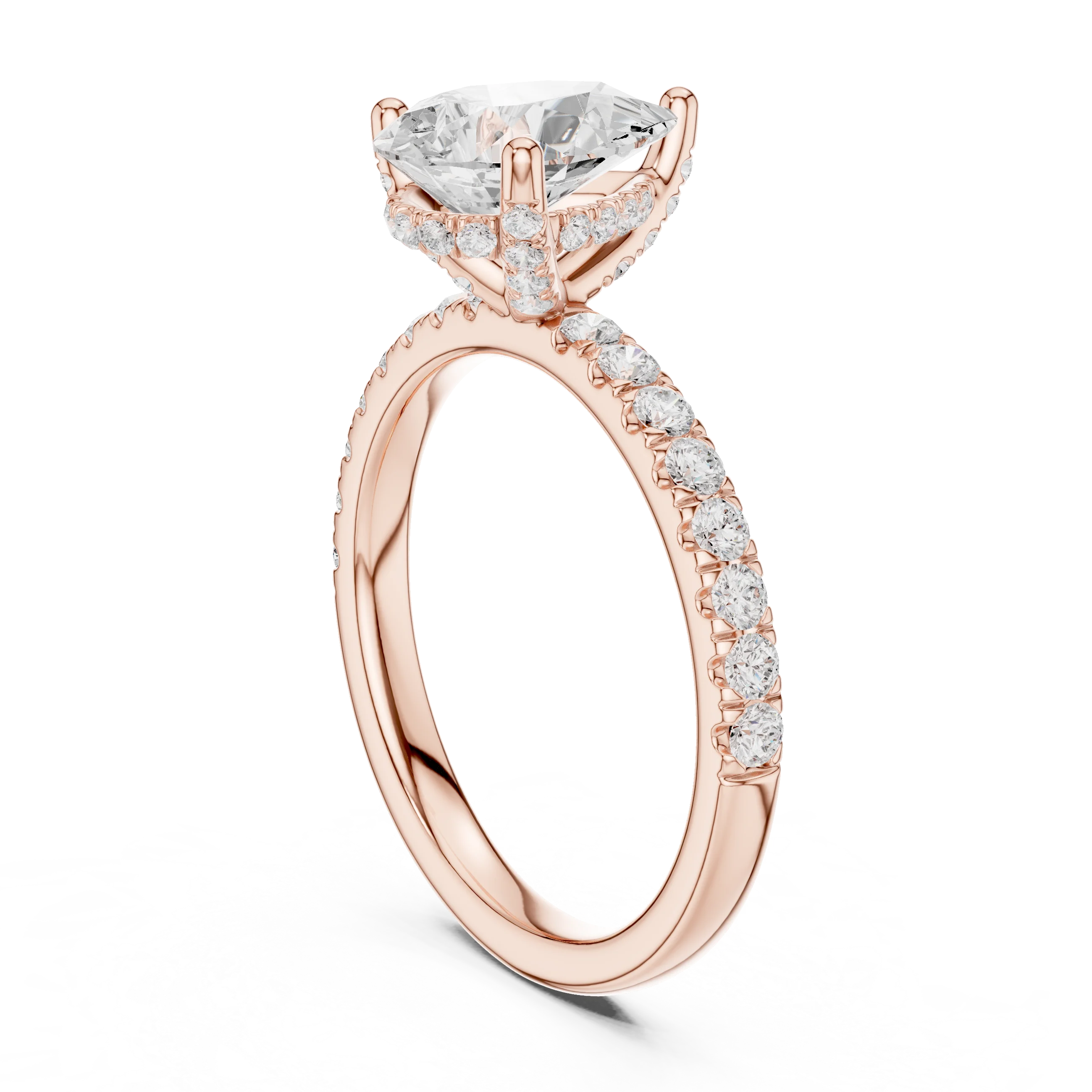Pear Diamond Engagement Ring With Pave Band