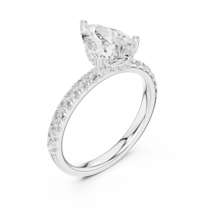 Pear Diamond Engagement Ring With Pave Band