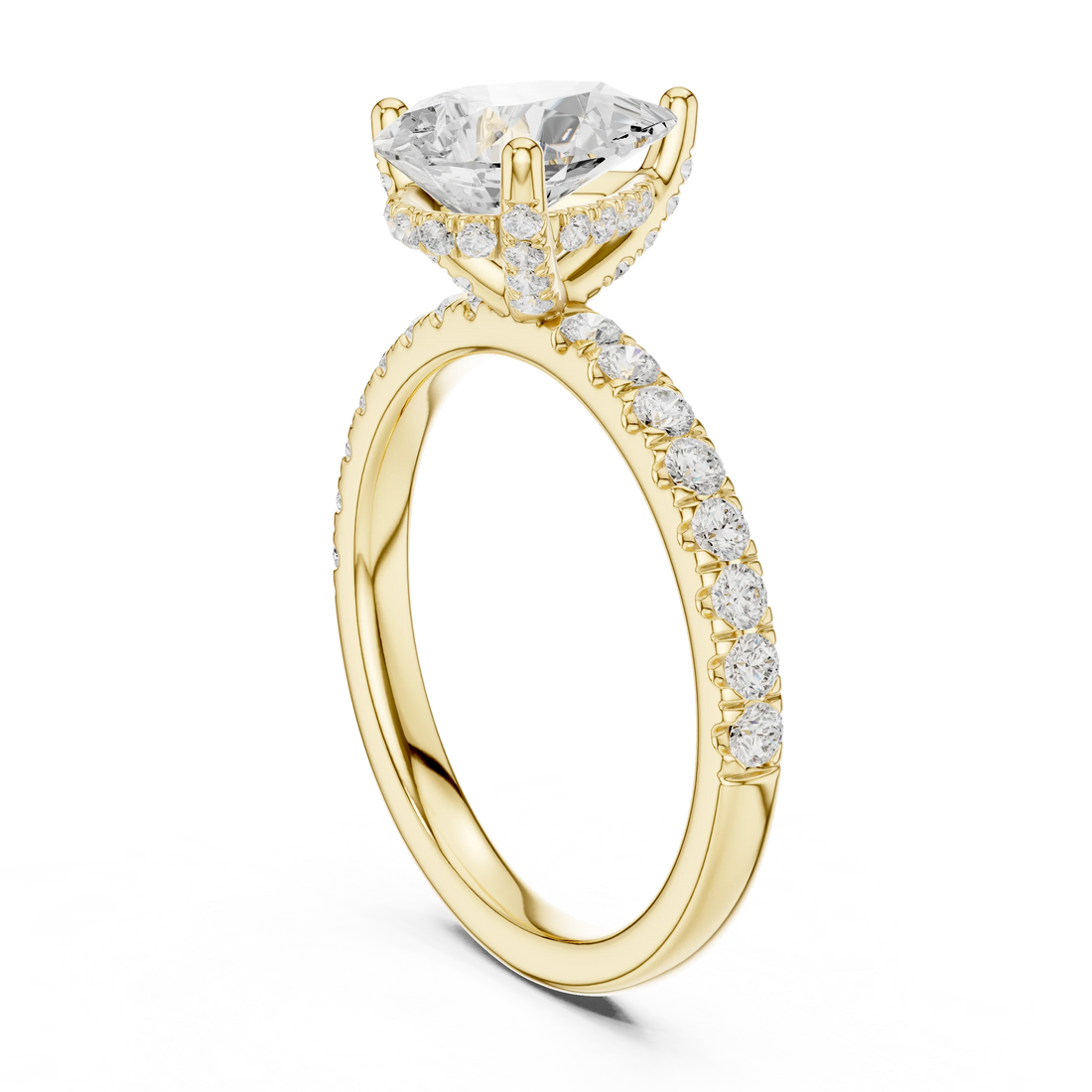 Pear Diamond Engagement Ring With Pave Band