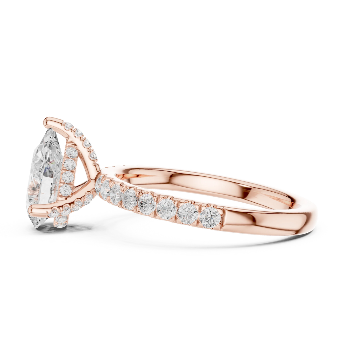 Pear Diamond Engagement Ring With Pave Band