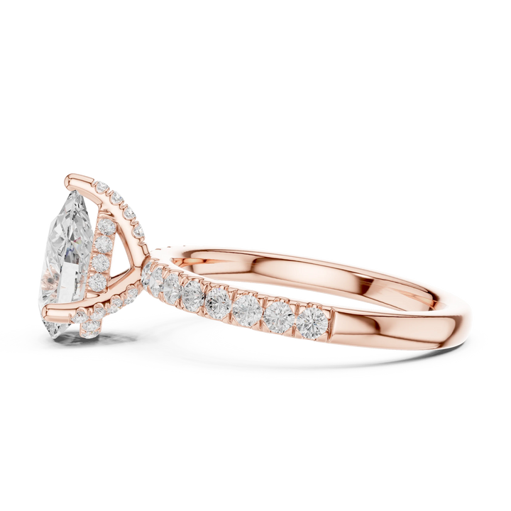 Pear Diamond Engagement Ring With Pave Band