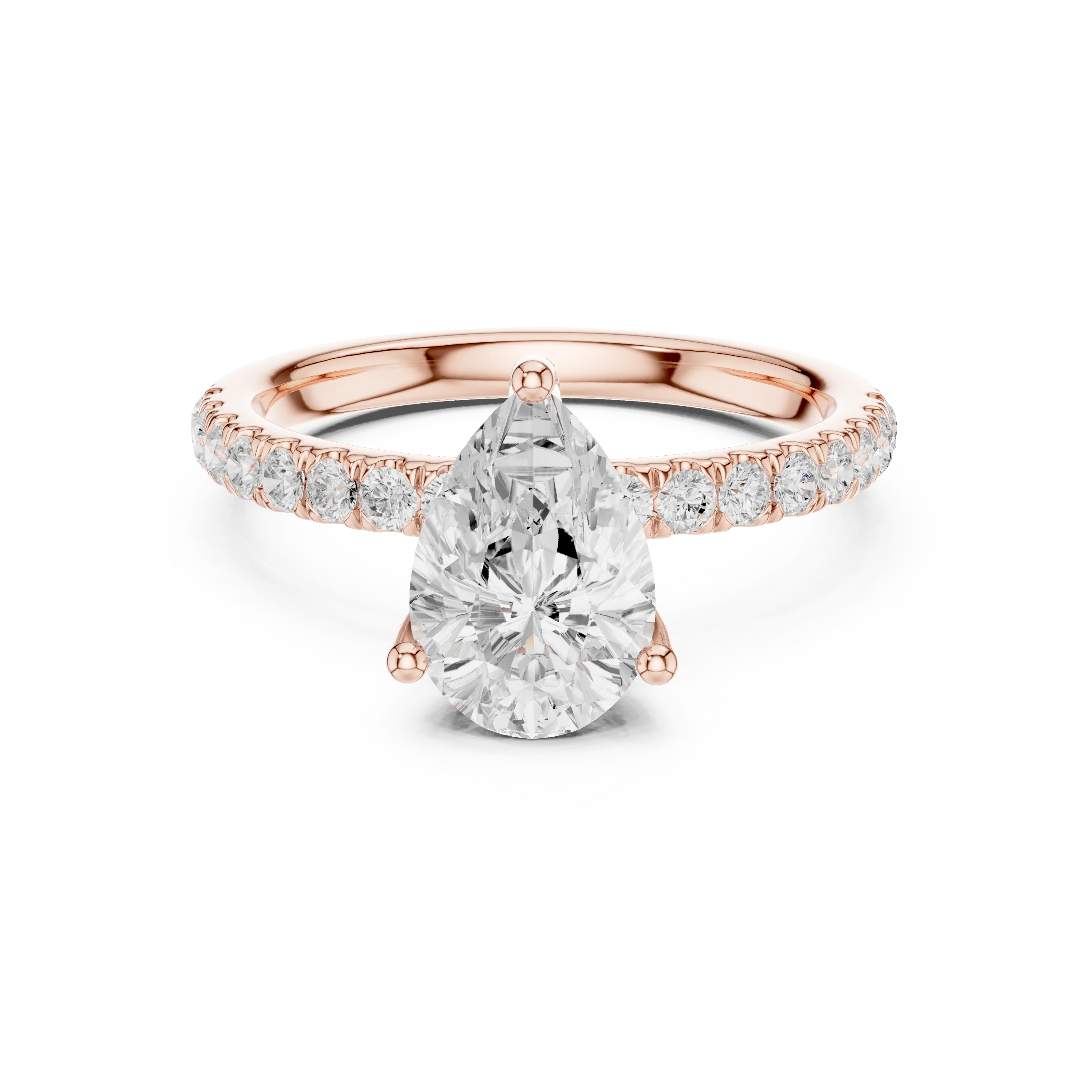 Pear Diamond Engagement Ring With Pave Band