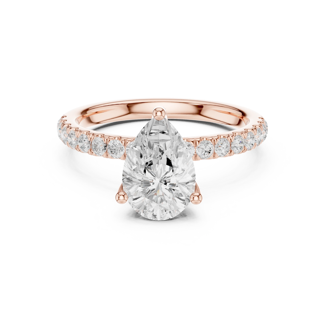 Pear Diamond Engagement Ring With Pave Band