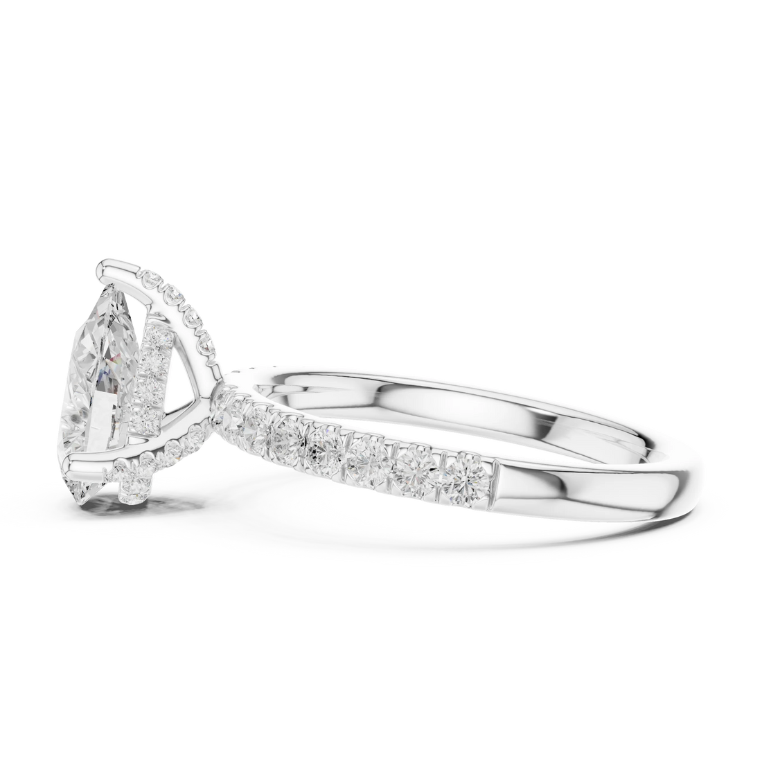 Pear Diamond Engagement Ring With Pave Band
